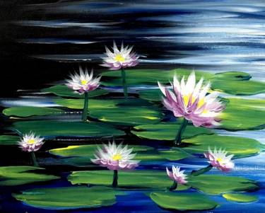 A Purple Waterlilies paint nite project by Yaymaker