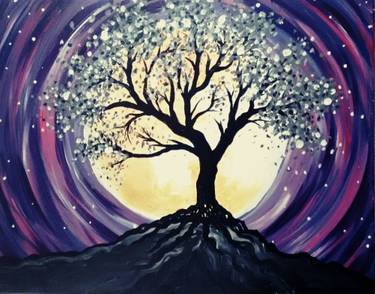 A Purple Twilight Tree paint nite project by Yaymaker