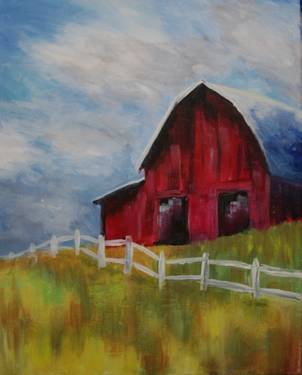 Pure American, Old Barn - Paint and sip event at Cap's Oak Street Bar & Grill in Brentwood, CA - PaintNite.com