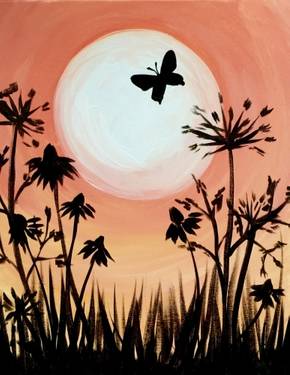 A Peach Sky And A Butterfly paint nite project by Yaymaker