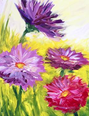 Zinnia Pop - Paint and sip event at The Lounge on Oak in Brentwood, CA - PaintNite.com