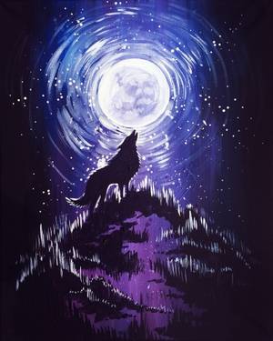 A Wolf Howling At The Moon paint nite project by Yaymaker