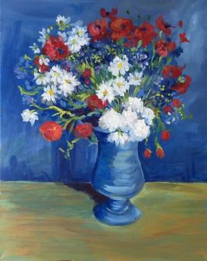 A Van Gogh Cornflowers and Poppies paint nite project by Yaymaker