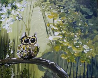 Fantasy Abstract Owl - Paint and sip event at The Unicorn on 4 in Calgary, AB - PaintNite.com