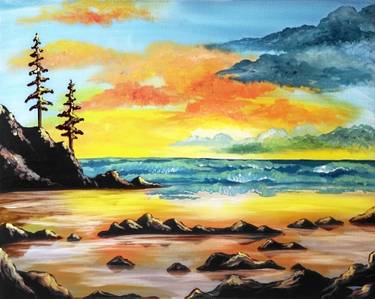 A Ocean Sunset paint nite project by Yaymaker