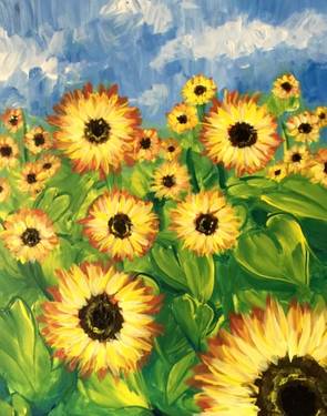 A Field of Sunflower Blooms paint nite project by Yaymaker