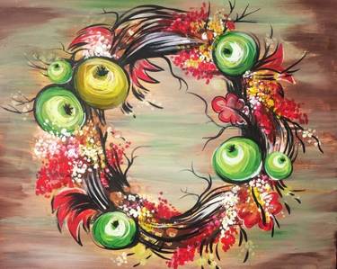 Fall wreath with apples - Paint and sip event at Moxies St Albert  in Edmonton , AB - PaintNite.com