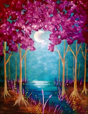 A Moonrise Forest paint nite project by Yaymaker