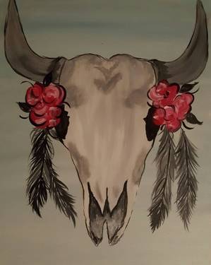 Skulls and Roses - Paint Nite event in Brentwood, CA