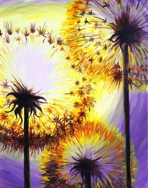 A Dancing Dandelions paint nite project by Yaymaker