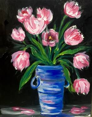 A Impressionist Pink Tulips paint nite project by Yaymaker