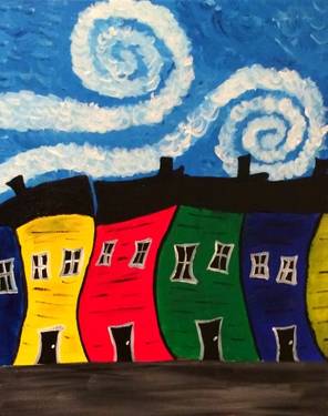 Windy Day on Jelly Bean Row - Paint and sip event at The Rec Room - St. John's in St. John's, NL - PaintNite.com