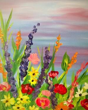 Wildflower Garden - Paint and sip event at Taverna Greka in New Westminster, BC - PaintNite.com