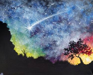 A Starry Desert Night paint nite project by Yaymaker