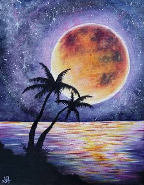 A Starry Moonlit Palms paint nite project by Yaymaker