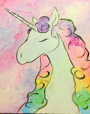 A Rainbow Unicorn II paint nite project by Yaymaker