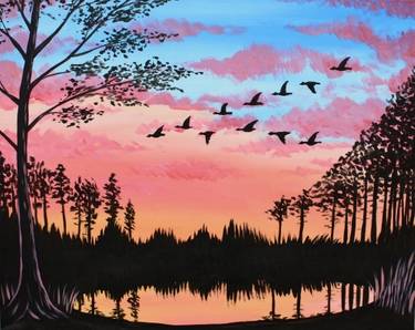 Back to the Pond - Paint and sip event at Jennie's Boxcar in East Moline, IL - PaintNite.com