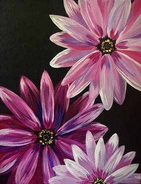 A Purple Daisy Blooms paint nite project by Yaymaker