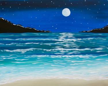 A Moonlit Waves paint nite project by Yaymaker