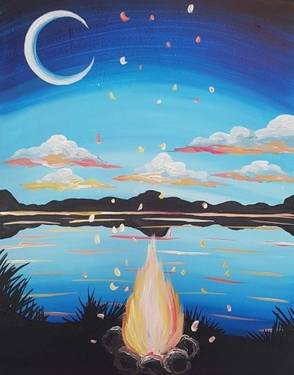 Campfire By The Lake - Paint and sip event at Loulou Céramique in Montreal, QC - PaintNite.com