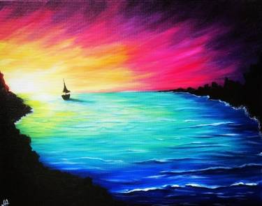 A Rainbow Sunset Sail paint nite project by Yaymaker