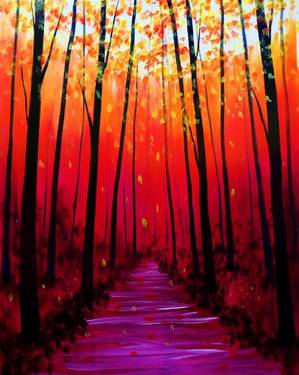 Walk In The Fall Forest - Paint and sip event at TGIFridays in MILLBURY, MA - PaintNite.com