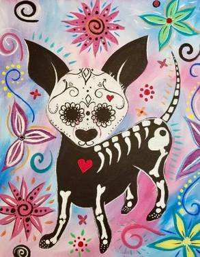 Day of the Dog - Paint and sip event at 300 Club Lounge (Yosemite Lanes) in MODESTO, CA - PaintNite.com