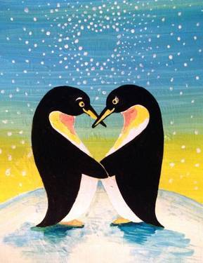 Penguins in Love - Paint and sip event at Boston Pizza Simcoe in Simcoe, ON - PaintNite.com