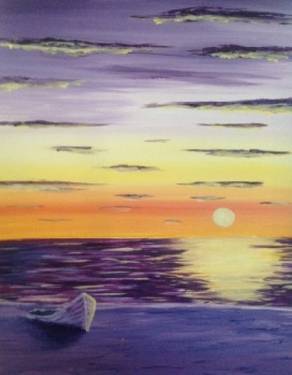 A Boat on a Beach paint nite project by Yaymaker