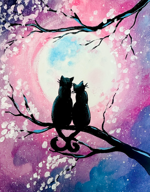 Kitty Cat Moon Love - Paint Nite event in Normal, IL