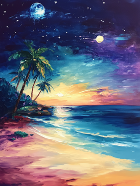 Summer Beach Moonlight - Paint and sip event at The Silver Key Lounge in Mesa, AZ - PaintNite.com