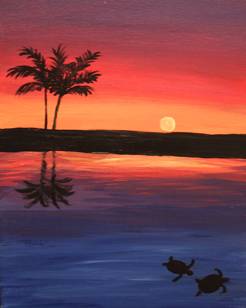 A Turtles at Sunset paint nite project by Yaymaker