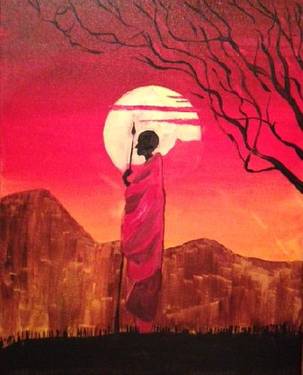 African Masai Warrior - Paint and sip event at Olde Sonoma Public House in Sonoma, CA - PaintNite.com