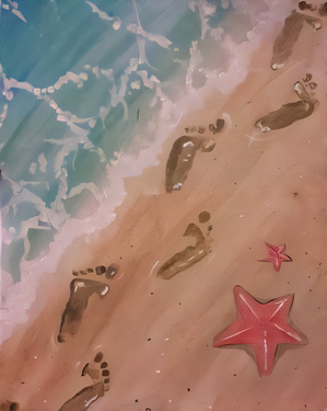 Footprints on the Beach - Paint Nite event in Bayport, NY