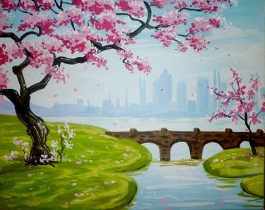 A Blossoms and a Bridge paint nite project by Yaymaker