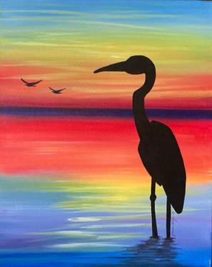 Heron At Sunset - Paint and sip event at Best Western Premier at Fisher's Landing  in VANCOUVER, WA - PaintNite.com