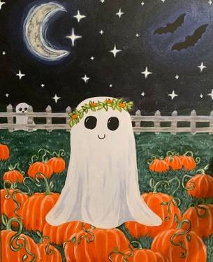 Spooky Ghost Garden - Paint and sip event at Muddy Banks Brewing Co. in Sullivan, MO - PaintNite.com