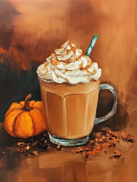 Pumpkin Spiced Latte - Paint and sip event at Caliente Pizza and Drafthouse in Pittsburgh, PA - PaintNite.com