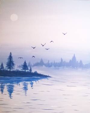 A Misty Waters paint nite project by Yaymaker