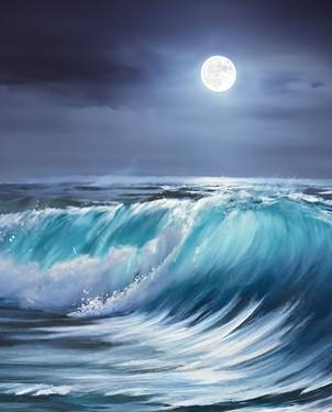 Moonlit Crashing Waves 3 - Paint and sip event at Lionheart British Pub & Restaurant in Mississauga, ON - PaintNite.com