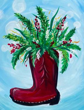 Christmas Boot Bouquet  - Paint Nite event in DAVENPORT, IA