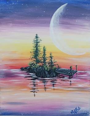 A Crescent Moon rising over Stoney Island Dock experience project by Yaymaker