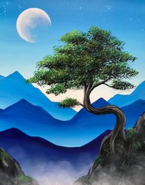 Misty Blue Mountains - Paint and sip event at Trails End in Langley Twp, BC - PaintNite.com