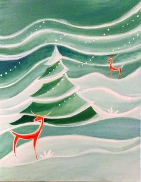 Red Reindeer in Winter - Paint Nite event in Edmonton, AB