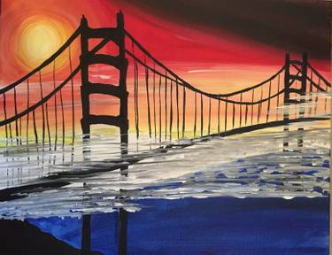 Golden Gate At Dawn - Paint and sip event at ERTHYA Restaurant in Cupertino, CA - PaintNite.com