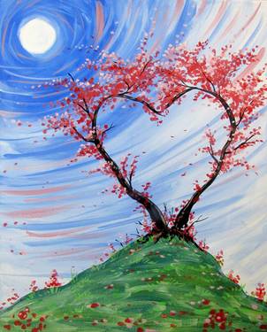 A Tree Heart Blossoms paint nite project by Yaymaker