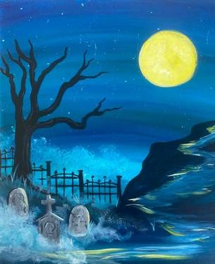 Ghostly Gravestones - Paint and sip event at Moulin Wakefield Mill Hotel & Spa in Wakefield, QC - PaintNite.com