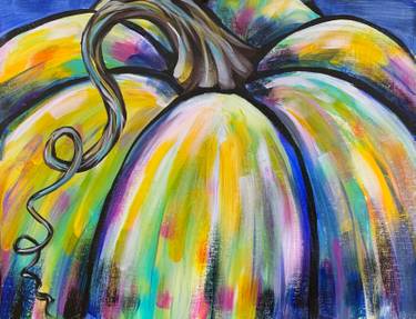 Vibrant Autumn Pumpkin - Paint and sip event at Elixir Lounge in Holladay, UT - PaintNite.com