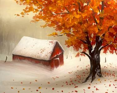First Snow on Barn - Paint and sip event at Mr Mike's Steak House Regina South in Regina, SK - PaintNite.com