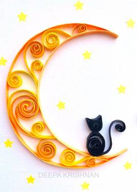 Cat On Moon: Paper Quilling - Paint Nite event in Mississauga, ON